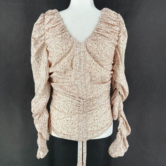 Missguided Tops - NWT MISSGUIDED Ruched LS Blouse Ditsy Floral Top 6